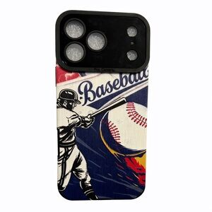 Apple iPhone Phone Case Vertical Stripes Baseball Theme PU Leather Texture
